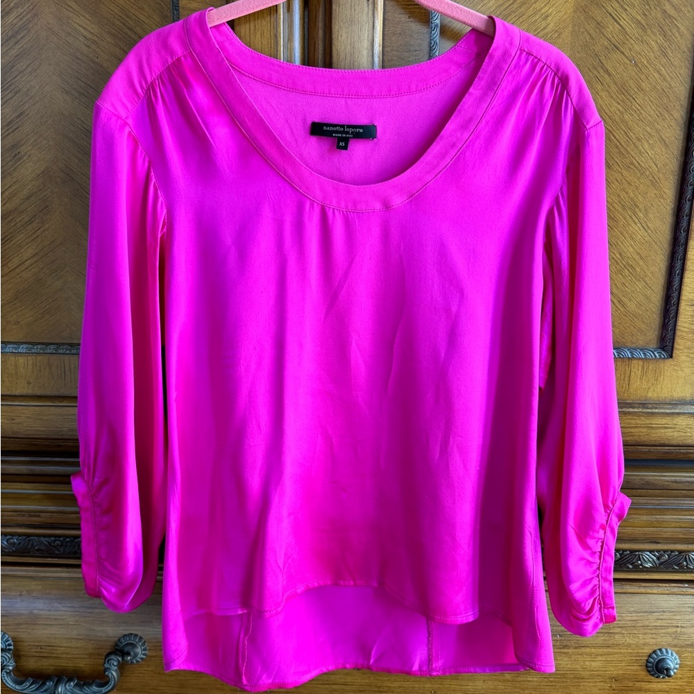 Hot Pink, Nanette Lepore, Silk blouse, size XS